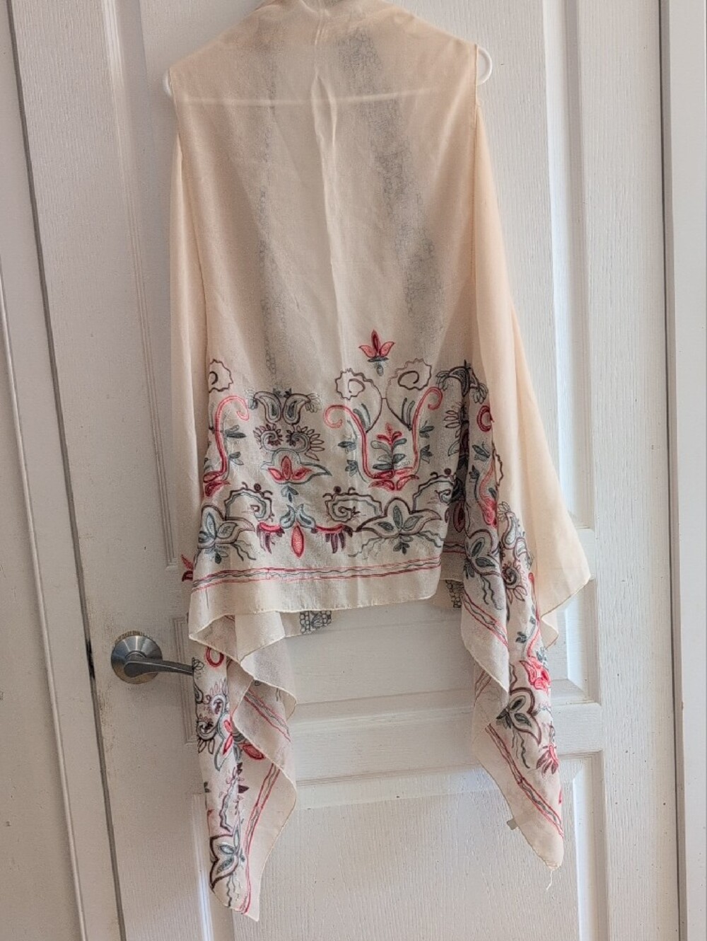 479 - 🌸 Boho Embroidered Duster Vest | Ethereal Cottagecore Kimono Cover-Up | - Picture 5 of 10
